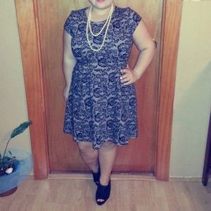 Black floral short party dress